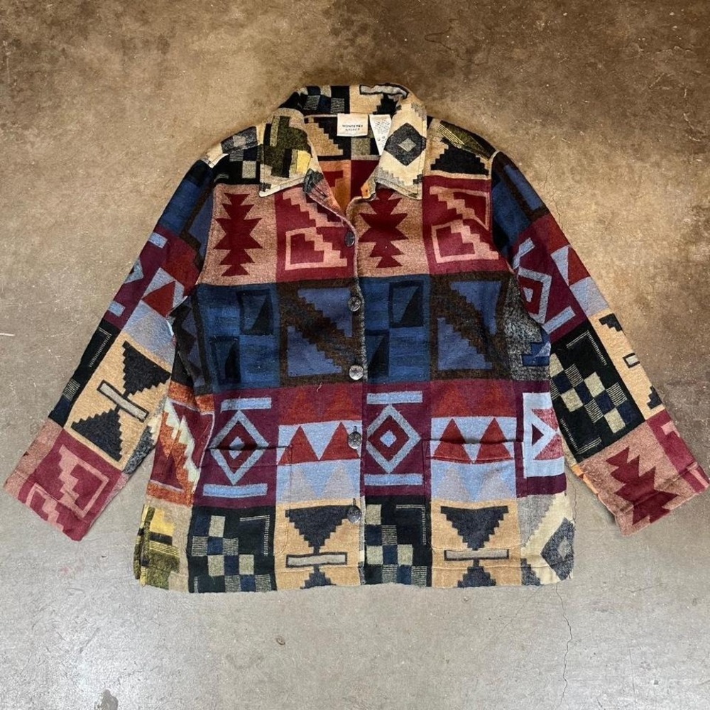 Vintage 90s Monterey by Koret Aztec patterned chore jacket Women's Large